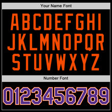 Load image into Gallery viewer, Custom Black Purple-Orange Bomber Full-Snap Varsity Letterman Two Tone Lapel Collar Byron Jacket