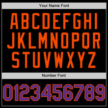 Load image into Gallery viewer, Custom Black Purple-Orange Bomber Full-Snap Varsity Letterman Two Tone Lapel Collar Byron Jacket