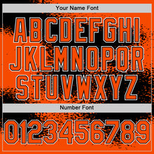 Load image into Gallery viewer, Custom Orange Black-White Abstract Color Blocks Fragment Art 3D Pattern Design Bomber Full-Snap Varsity Letterman Hoodie Jacket