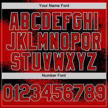 Load image into Gallery viewer, Custom Red Black-White Abstract Color Blocks Fragment Art 3D Pattern Design Bomber Full-Snap Varsity Letterman Hoodie Jacket