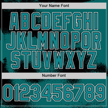 Load image into Gallery viewer, Custom Teal Black-White Abstract Color Blocks Fragment Art 3D Pattern Design Bomber Full-Snap Varsity Letterman Hoodie Jacket