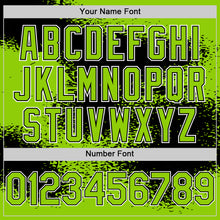 Load image into Gallery viewer, Custom Neon Green Black-White Abstract Color Blocks Fragment Art 3D Pattern Design Bomber Full-Snap Varsity Letterman Hoodie Jacket