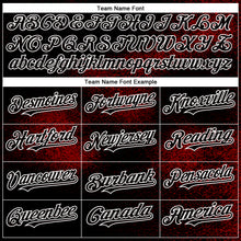 Load image into Gallery viewer, Custom Black Red-White Abstract Network 3D Pattern Design Bomber Full-Snap Varsity Letterman Hoodie Jacket