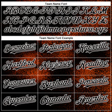 Load image into Gallery viewer, Custom Black Orange-White Abstract Network 3D Pattern Design Bomber Full-Snap Varsity Letterman Hoodie Jacket