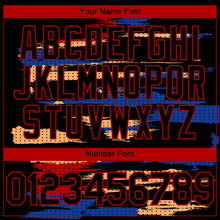 Load image into Gallery viewer, Custom Black Red Royal-Yellow Abstract Color Blocks 3D Pattern Design Bomber Full-Snap Varsity Letterman Hoodie Jacket