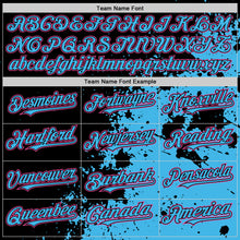 Load image into Gallery viewer, Custom Black Sky Blue-Pink Abstract Splash Grunge Art 3D Pattern Design Bomber Full-Snap Varsity Letterman Hoodie Jacket