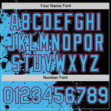 Load image into Gallery viewer, Custom Black Sky Blue-Pink Abstract Splash Grunge Art 3D Pattern Design Bomber Full-Snap Varsity Letterman Hoodie Jacket