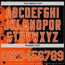 Load image into Gallery viewer, Custom Black Orange-White Abstract Splash Grunge Art 3D Pattern Design Bomber Full-Snap Varsity Letterman Hoodie Jacket