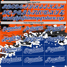 Load image into Gallery viewer, Custom Orange Royal-Black Abstract Splash Grunge Art 3D Pattern Design Bomber Full-Snap Varsity Letterman Hoodie Jacket