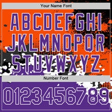 Load image into Gallery viewer, Custom Orange Purple-Black Abstract Splash Grunge Art 3D Pattern Design Bomber Full-Snap Varsity Letterman Hoodie Jacket