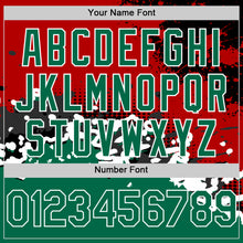 Load image into Gallery viewer, Custom Red Kelly Green-Black Abstract Splash Grunge Art 3D Pattern Design Bomber Full-Snap Varsity Letterman Hoodie Jacket