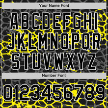 Load image into Gallery viewer, Custom Black Light Yellow-White Abstract Network 3D Pattern Design Bomber Full-Snap Varsity Letterman Hoodie Jacket