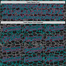 Load image into Gallery viewer, Custom Black Teal-Pink Abstract Network 3D Pattern Design Bomber Full-Snap Varsity Letterman Hoodie Jacket