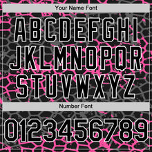 Load image into Gallery viewer, Custom Black Pink-White Abstract Network 3D Pattern Design Bomber Full-Snap Varsity Letterman Hoodie Jacket