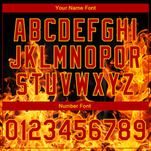 Load image into Gallery viewer, Custom Black Red-Gold Flame 3D Pattern Design Bomber Full-Snap Varsity Letterman Jacket