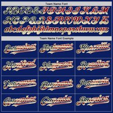 Load image into Gallery viewer, Custom Royal Vintage USA Flag Cream-Black Bomber Full-Snap Varsity Letterman Hoodie Jacket