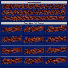 Load image into Gallery viewer, Custom Royal Black-Orange Bomber Full-Snap Varsity Letterman Hoodie Jacket