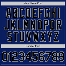 Load image into Gallery viewer, Custom Royal Black-Gray Bomber Full-Snap Varsity Letterman Hoodie Jacket