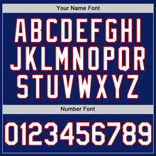 Load image into Gallery viewer, Custom Royal White-Red Bomber Full-Snap Varsity Letterman Hoodie Jacket