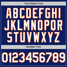 Load image into Gallery viewer, Custom Royal White-Orange Bomber Full-Snap Varsity Letterman Hoodie Jacket