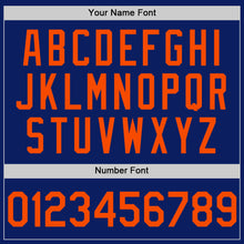 Load image into Gallery viewer, Custom Royal Orange Bomber Full-Snap Varsity Letterman Hoodie Jacket