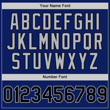 Load image into Gallery viewer, Custom Royal Black-Gray Bomber Full-Snap Varsity Letterman Two Tone Hoodie Jacket