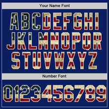 Load image into Gallery viewer, Custom Royal Vintage USA Flag Black-Cream Bomber Full-Snap Varsity Letterman Two Tone Hoodie Jacket