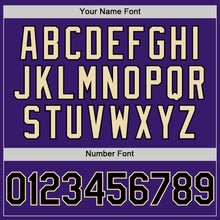 Load image into Gallery viewer, Custom Purple Black-Cream Bomber Full-Snap Varsity Letterman Hoodie Jacket