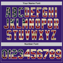 Load image into Gallery viewer, Custom Purple Vintage USA Flag Cream-Black Bomber Full-Snap Varsity Letterman Hoodie Jacket