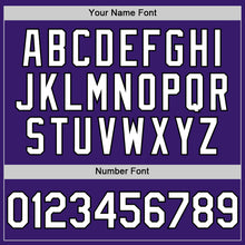 Load image into Gallery viewer, Custom Purple White-Black Bomber Full-Snap Varsity Letterman Hoodie Jacket