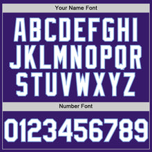 Load image into Gallery viewer, Custom Purple White-Light Blue Bomber Full-Snap Varsity Letterman Hoodie Jacket