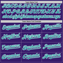 Load image into Gallery viewer, Custom Purple Teal-White Bomber Full-Snap Varsity Letterman Two Tone Hoodie Jacket