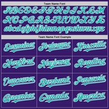 Load image into Gallery viewer, Custom Purple Aqua-White Bomber Full-Snap Varsity Letterman Two Tone Hoodie Jacket