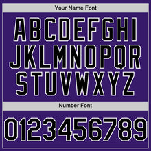 Load image into Gallery viewer, Custom Purple Black-White Bomber Full-Snap Varsity Letterman Two Tone Hoodie Jacket