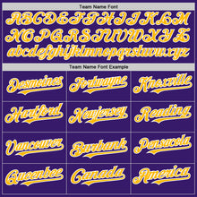 Load image into Gallery viewer, Custom Purple Gold-White Bomber Full-Snap Varsity Letterman Two Tone Hoodie Jacket