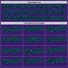 Load image into Gallery viewer, Custom Purple Black Cream-Teal Bomber Full-Snap Varsity Letterman Two Tone Hoodie Jacket