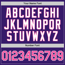 Load image into Gallery viewer, Custom Purple Pink-White Bomber Full-Snap Varsity Letterman Two Tone Hoodie Jacket