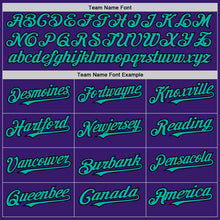 Load image into Gallery viewer, Custom Purple Aqua Pink-Black Bomber Full-Snap Varsity Letterman Two Tone Hoodie Jacket