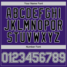 Load image into Gallery viewer, Custom Purple Gray-Black Bomber Full-Snap Varsity Letterman Two Tone Hoodie Jacket