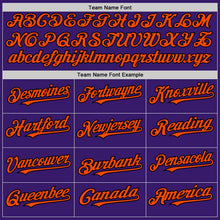 Load image into Gallery viewer, Custom Purple Orange-Black Bomber Full-Snap Varsity Letterman Two Tone Hoodie Jacket