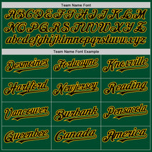 Load image into Gallery viewer, Custom Kelly Green Black-Gold Bomber Full-Snap Varsity Letterman Hoodie Jacket