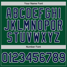 Load image into Gallery viewer, Custom Kelly Green Navy-White Bomber Full-Snap Varsity Letterman Hoodie Jacket