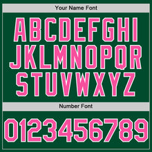 Load image into Gallery viewer, Custom Kelly Green Pink-White Bomber Full-Snap Varsity Letterman Hoodie Jacket