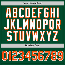 Load image into Gallery viewer, Custom Kelly Green Orange-White Bomber Full-Snap Varsity Letterman Hoodie Jacket