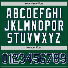 Load image into Gallery viewer, Custom Kelly Green Navy-White Bomber Full-Snap Varsity Letterman Hoodie Jacket