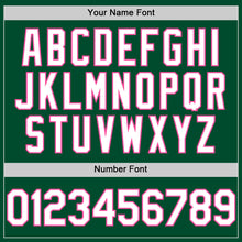 Load image into Gallery viewer, Custom Kelly Green White-Pink Bomber Full-Snap Varsity Letterman Hoodie Jacket