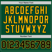 Load image into Gallery viewer, Custom Kelly Green Black-Gold Bomber Full-Snap Varsity Letterman Two Tone Hoodie Jacket