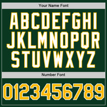 Load image into Gallery viewer, Custom Green Gold-White Bomber Full-Snap Varsity Letterman Hoodie Jacket