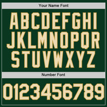 Load image into Gallery viewer, Custom Green Cream Old Gold-Black Bomber Full-Snap Varsity Letterman Two Tone Hoodie Jacket