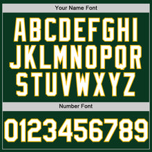 Load image into Gallery viewer, Custom Green White-Gold Bomber Full-Snap Varsity Letterman Two Tone Hoodie Jacket